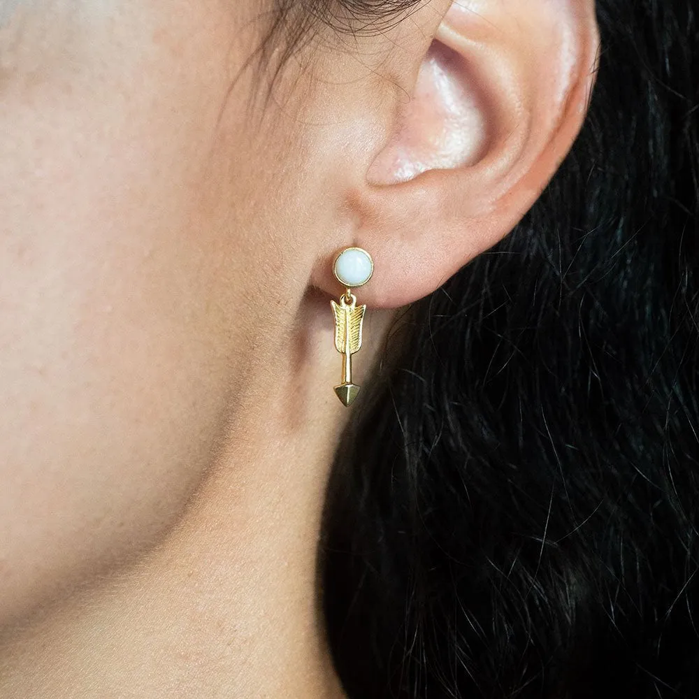Pueblo Moonstone and Arrow Drop Stud, Gold Vermeil sold by Azuni London product image thumbnail 3