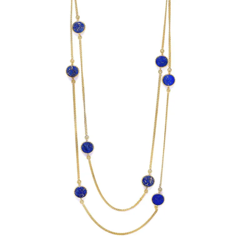 Pantheon Long Gold Coin Gemstone Necklace sold by Azuni London