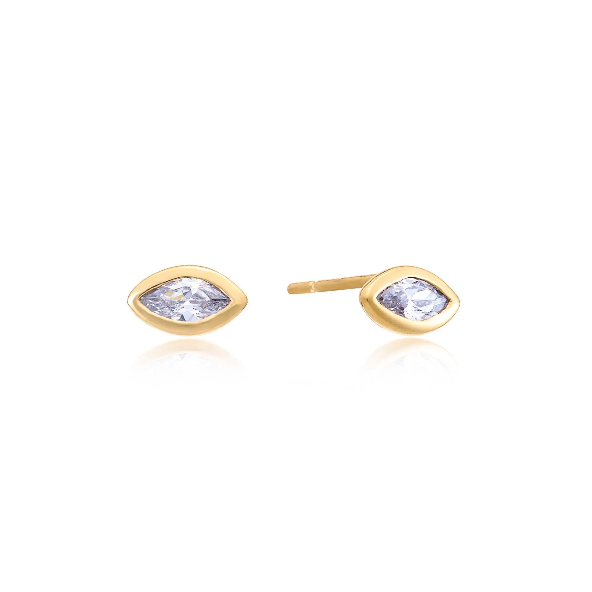 White Topaz Marquise Gold Vermeil Stud sold by Azuni London