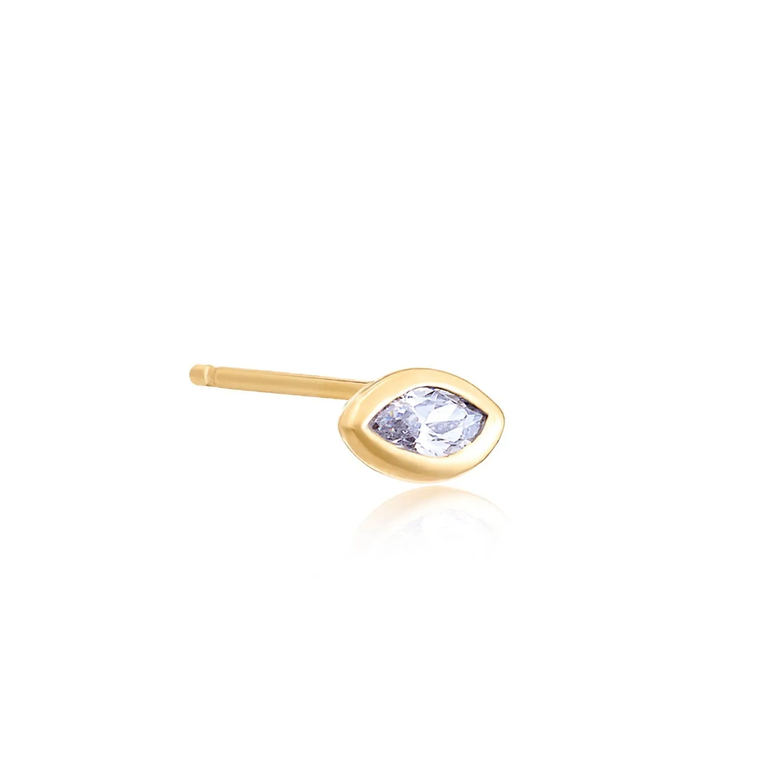 White Topaz Marquise Gold Vermeil Stud sold by Azuni London product image thumbnail 2