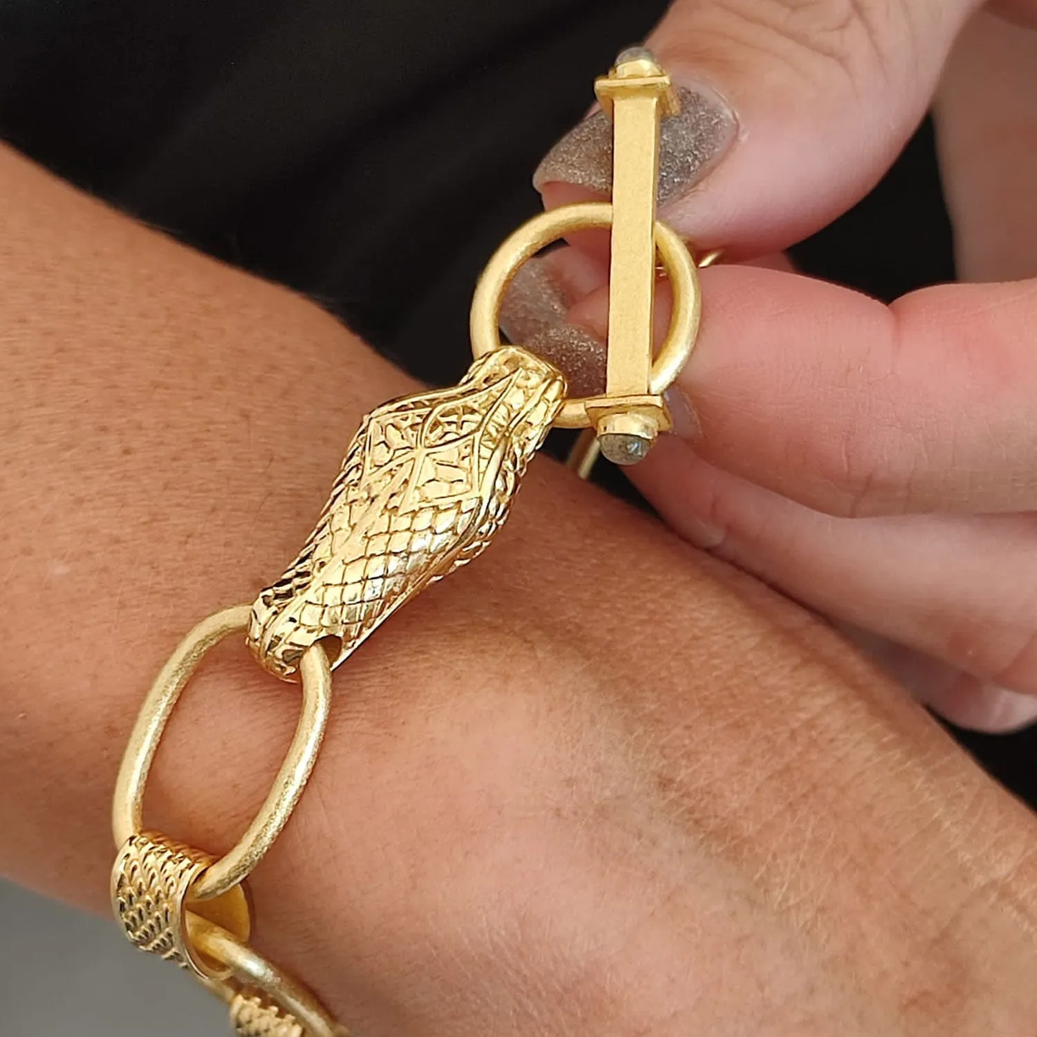 Medusa Chunky Gold Chain Snake Bracelet sold by Azuni London product image thumbnail 2