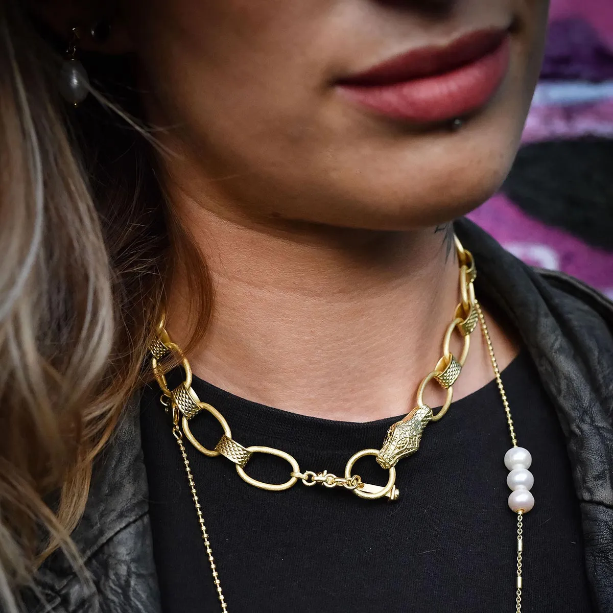 Medusa Chunky Gold Chain Snake Bracelet sold by Azuni London product image thumbnail 5