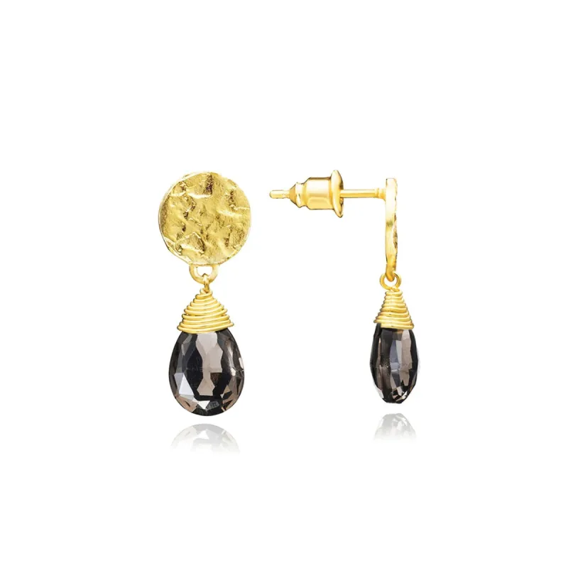 Classic Athena Drop Earrings: Smoky Quartz sold by Azuni London