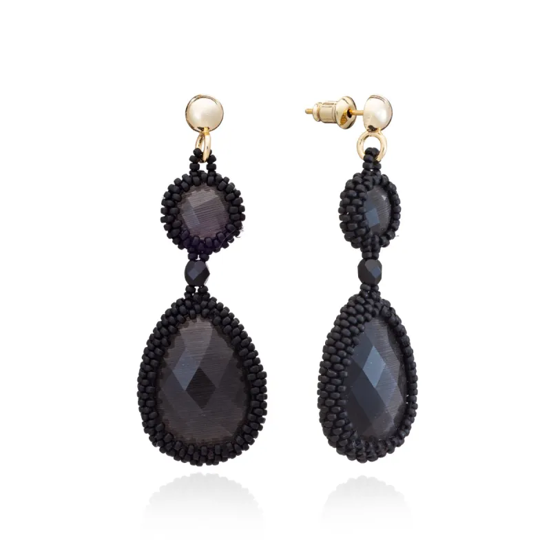 Alexia Teardrop Cat's Eye Earrings sold by Azuni London