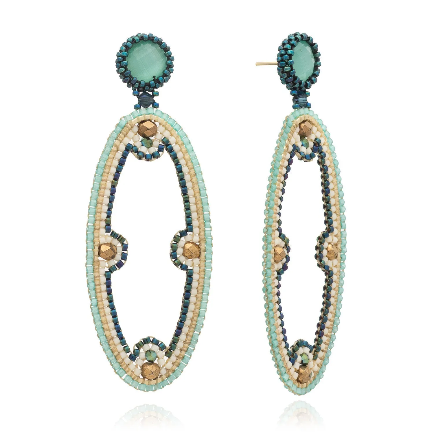Wayu Large Oval Beaded Earrings sold by Azuni London