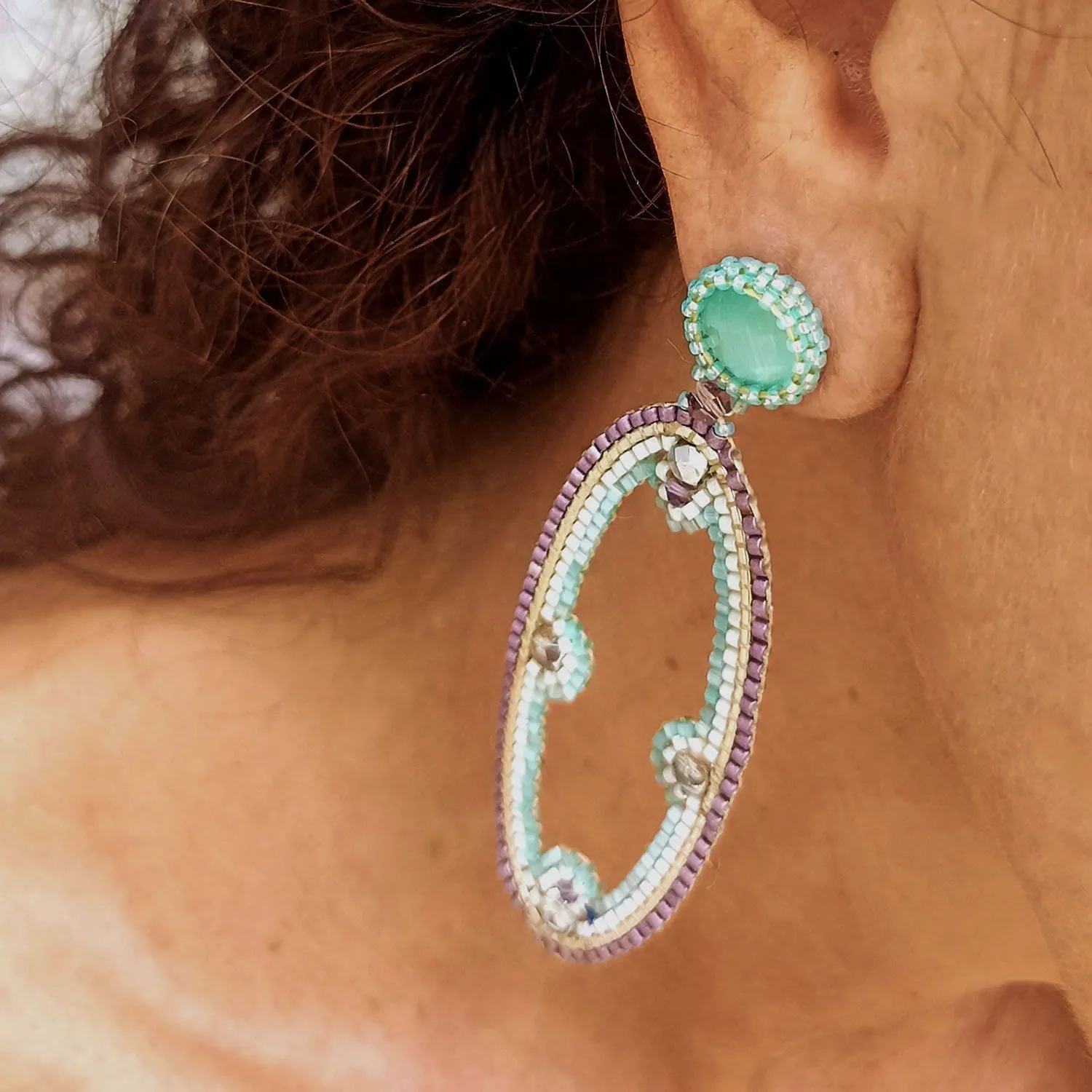 Wayu Large Oval Beaded Earrings sold by Azuni London product image thumbnail 2