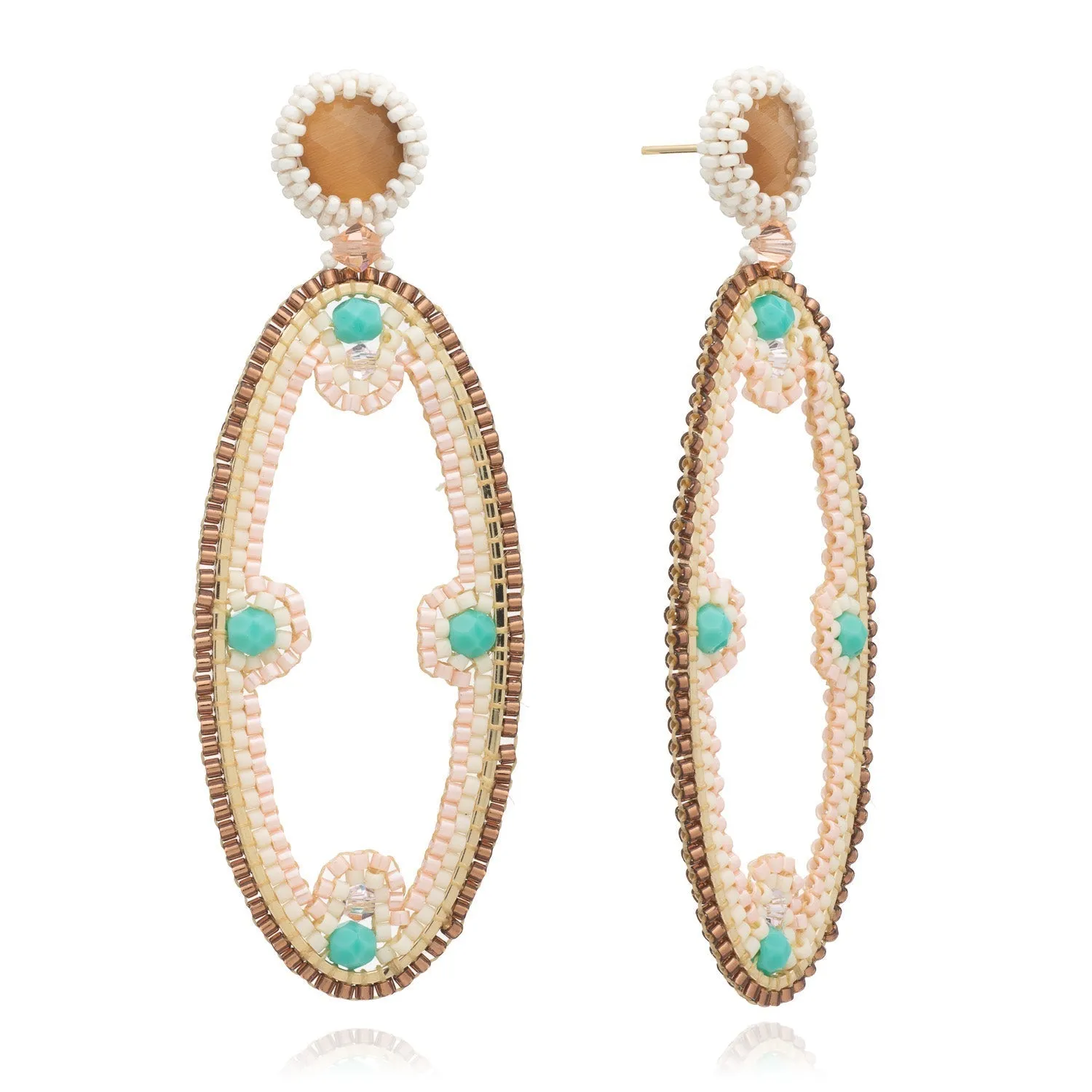 Wayu Large Oval Beaded Earrings sold by Azuni London product image thumbnail 3