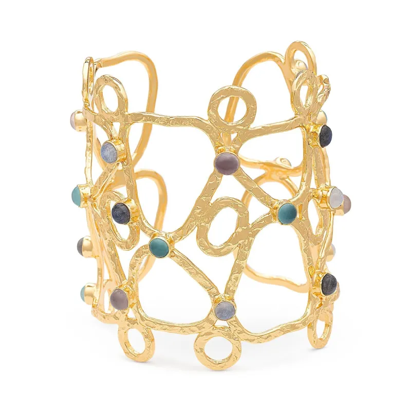 Thalia Wide Sculptural Cuff: Light Mix sold by Azuni London