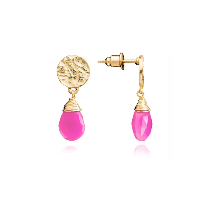 Classic Athena Drop Earrings: Fuchsia Onyx sold by Azuni London