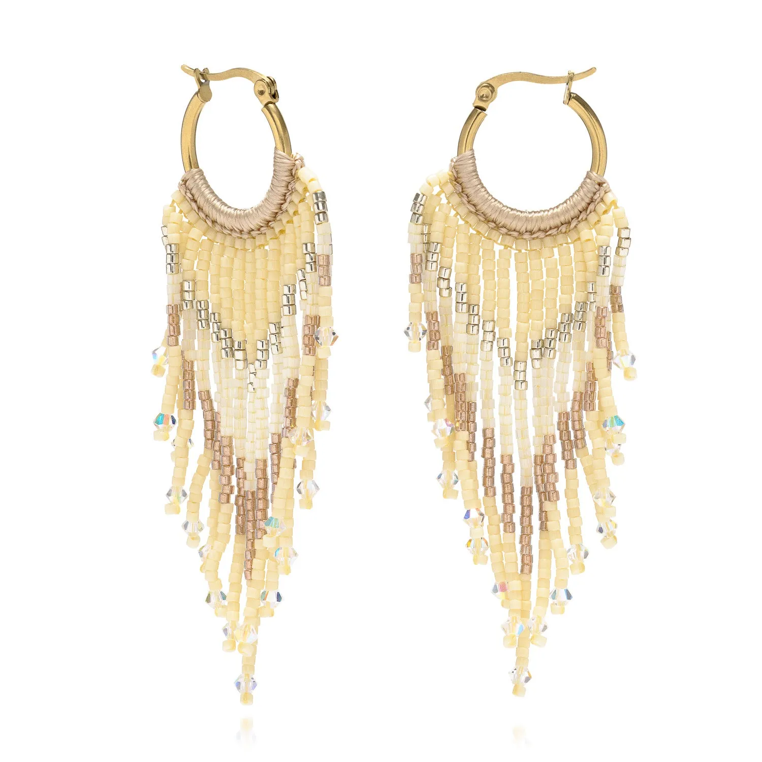 Yaz Bead Fringe Gold Sleeper Earrings sold by Azuni London product image thumbnail 5