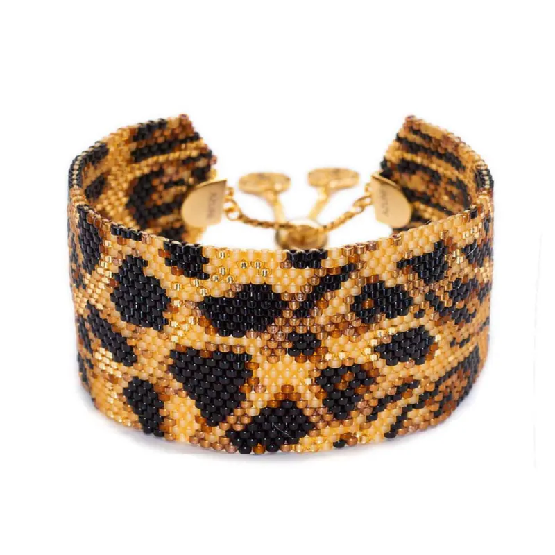Cheetah Beaded Cuff made by Azuni London