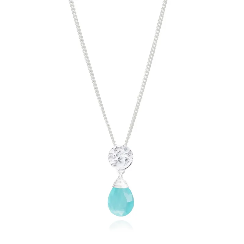 Classic Athena Gemstone Necklace: Silver & Aqua sold by Azuni London
