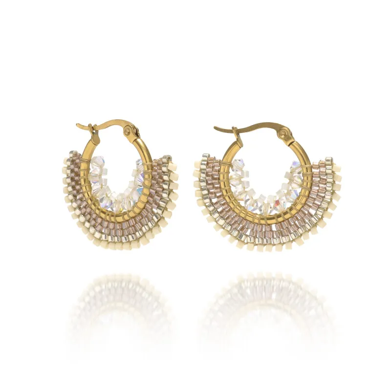 Achi Crystal Hoop & Bead Earrings sold by Azuni London