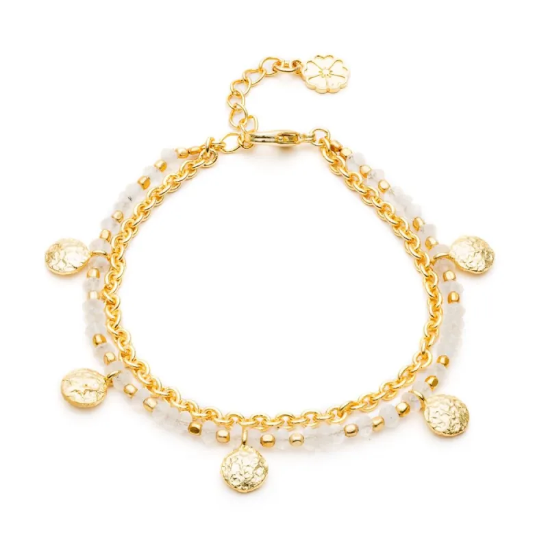 Adira Multi Strand Gold Coin Bracelet sold by Azuni London