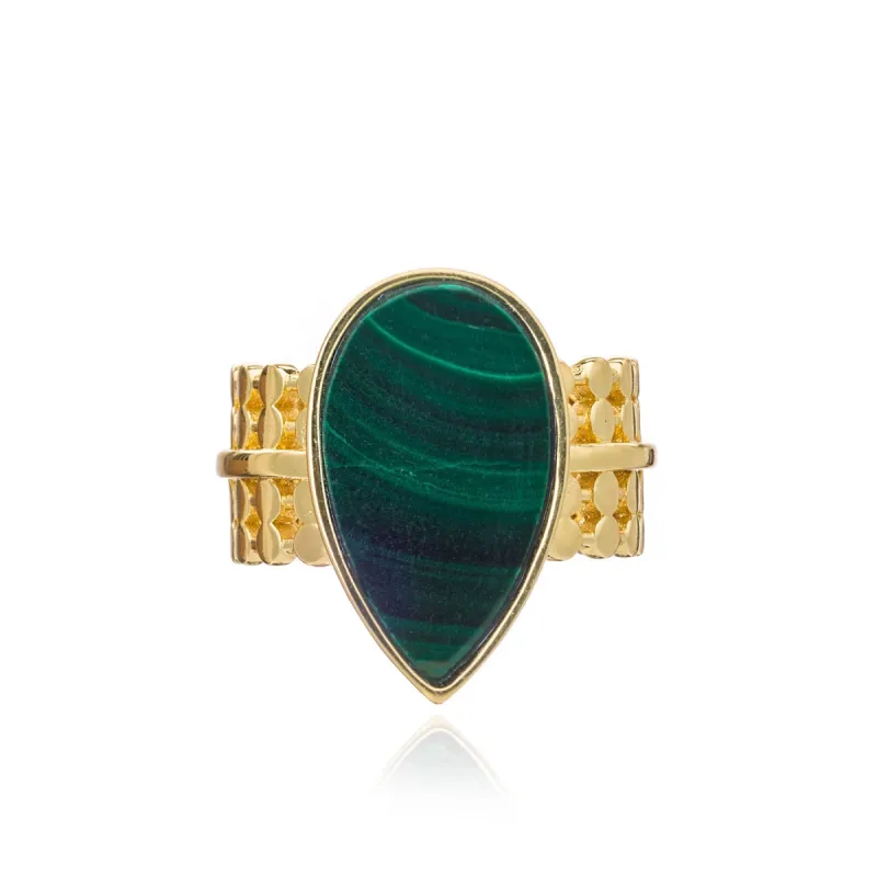 Teardrop Malachite Cocktail Ring sold by Azuni London