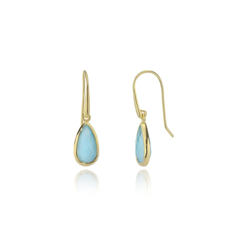 Simi Teardrop Gemstone Earrings: Gold sold by Azuni London