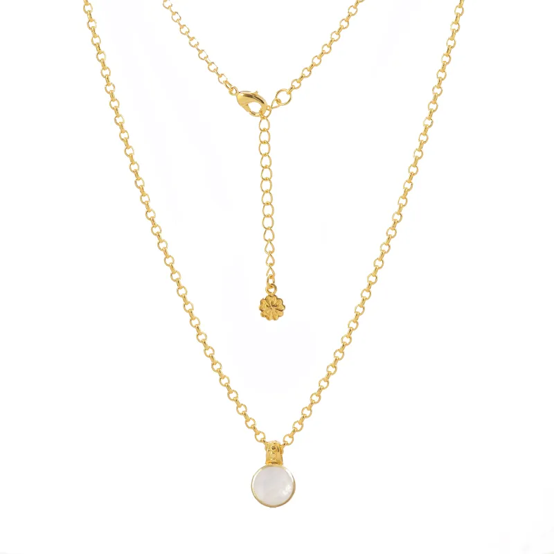 Charis Round Gemstone Necklace Moonstone sold by Azuni London