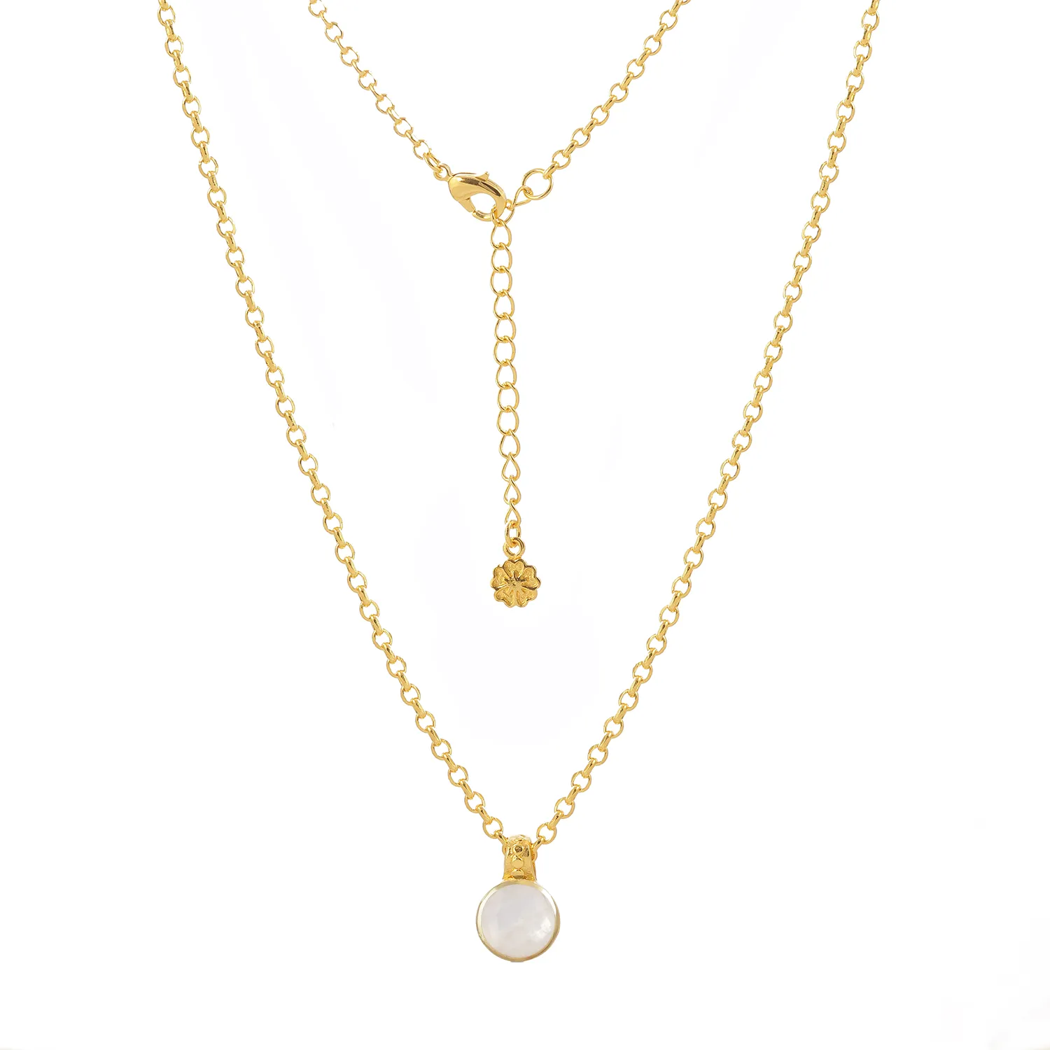 Charis Round Gemstone Necklace Moonstone sold by Azuni London