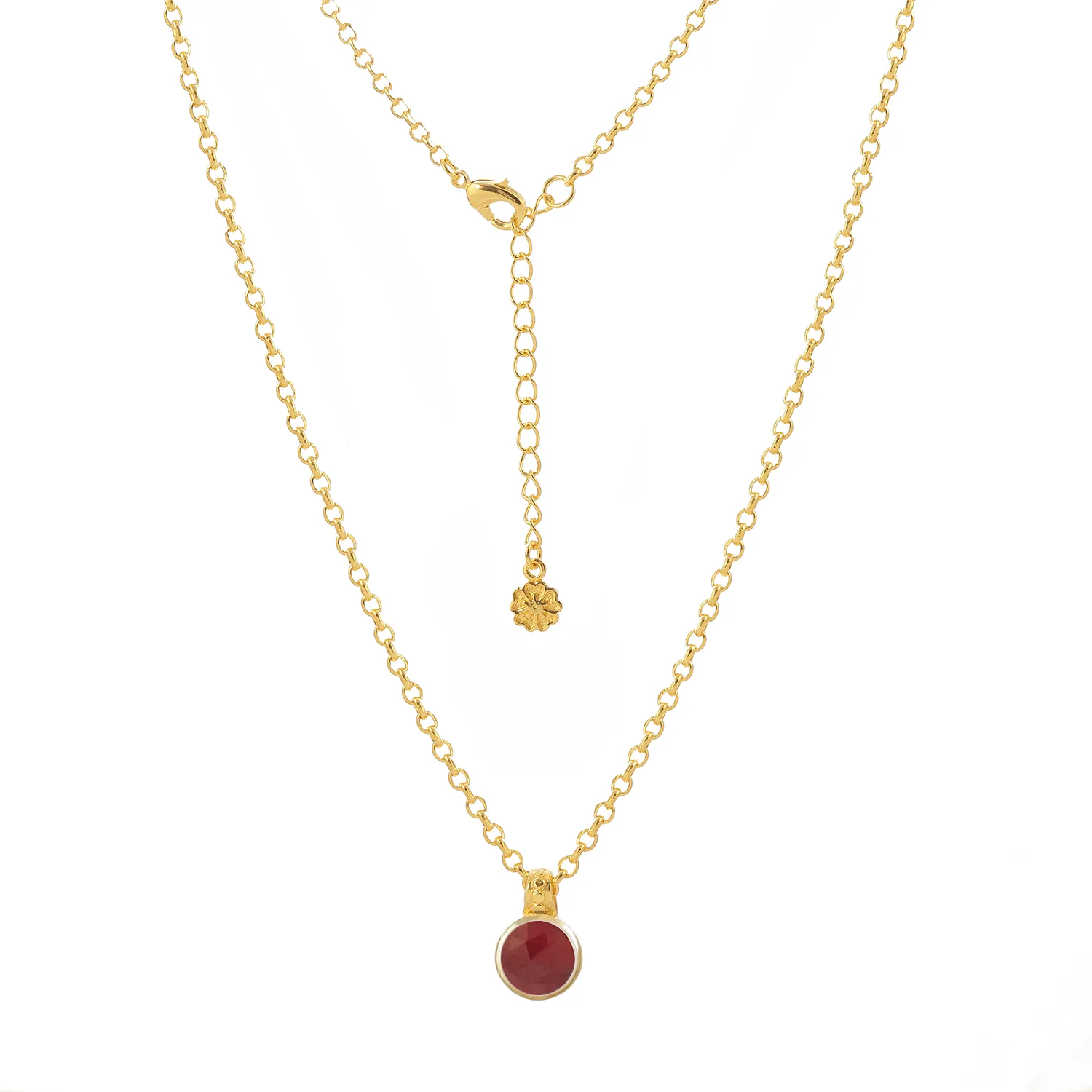 Charis Round Gemstone Necklace Ruby sold by Azuni London