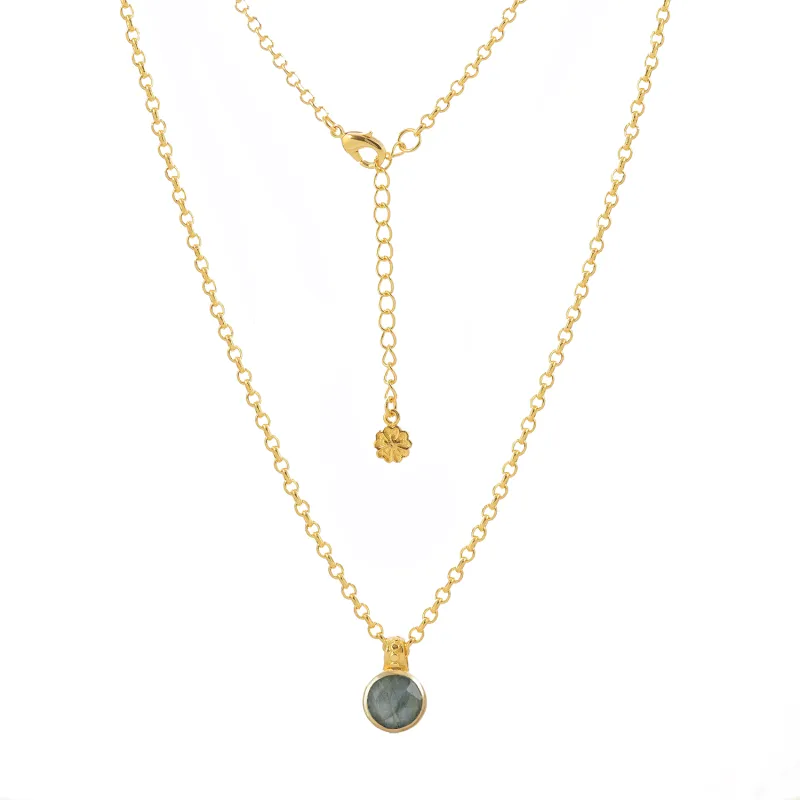 Charis Round Gemstone Necklace Labradorite sold by Azuni London