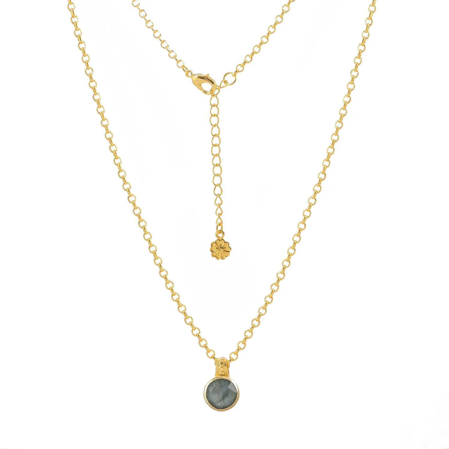 Charis Round Gemstone Necklace Labradorite sold by Azuni London