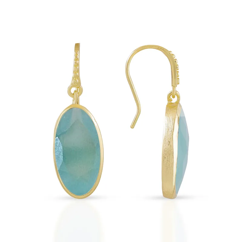 Charis Oval Gemstone Earrings Pariba Onyx sold by Azuni London