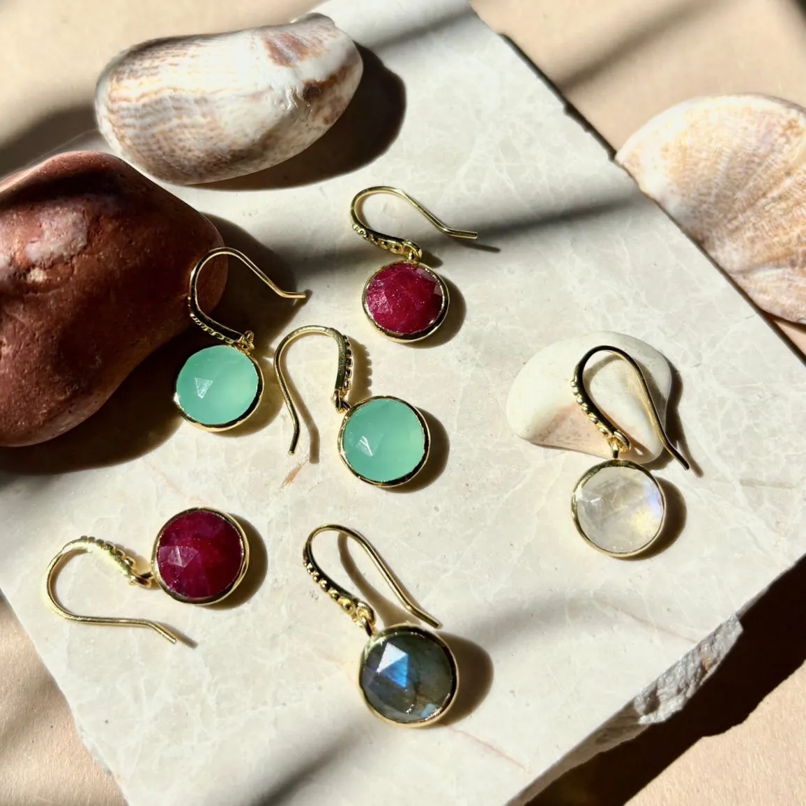 Charis Round Gemstone Earrings Labradorite sold by Azuni London product image thumbnail 2