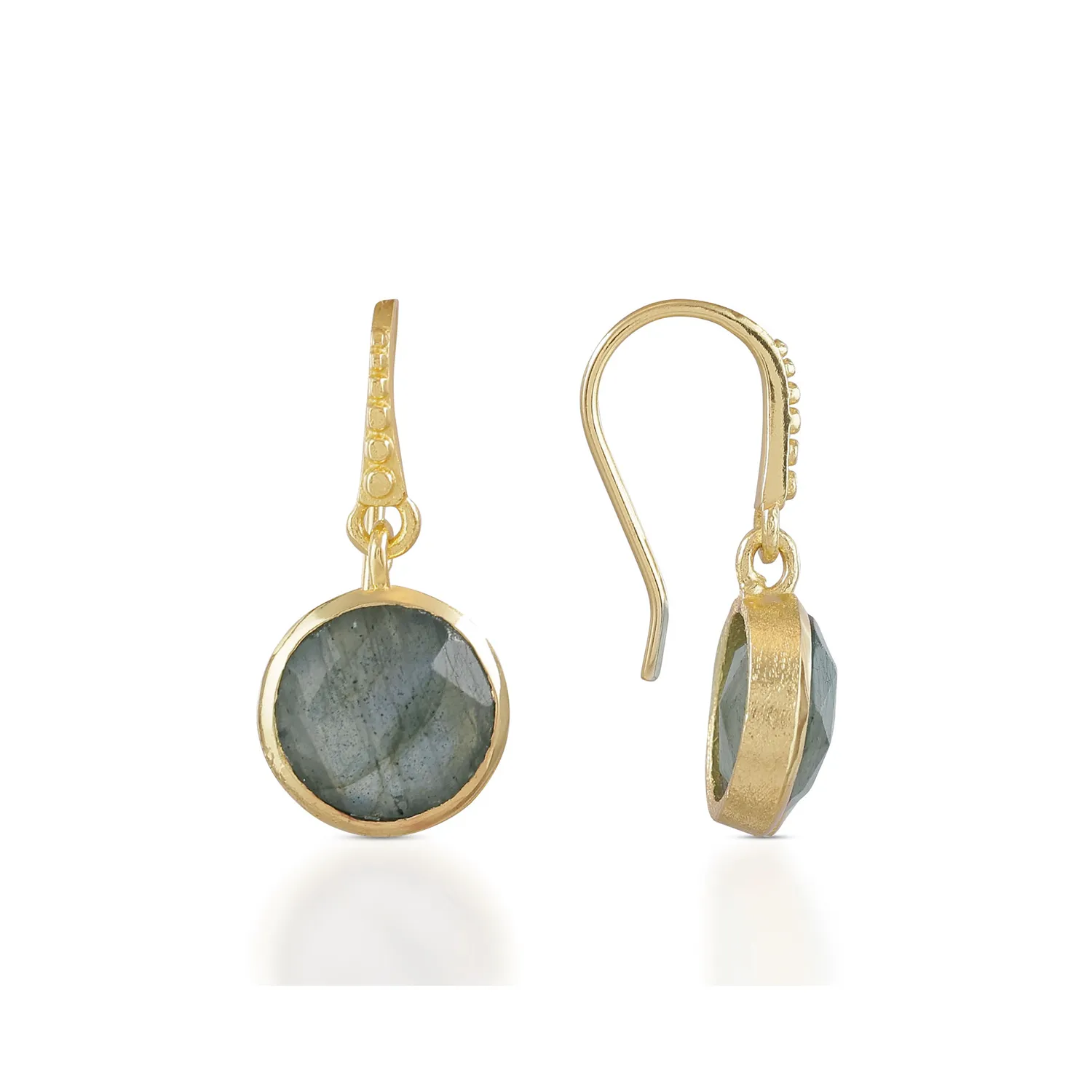 Charis Round Gemstone Earrings Labradorite sold by Azuni London