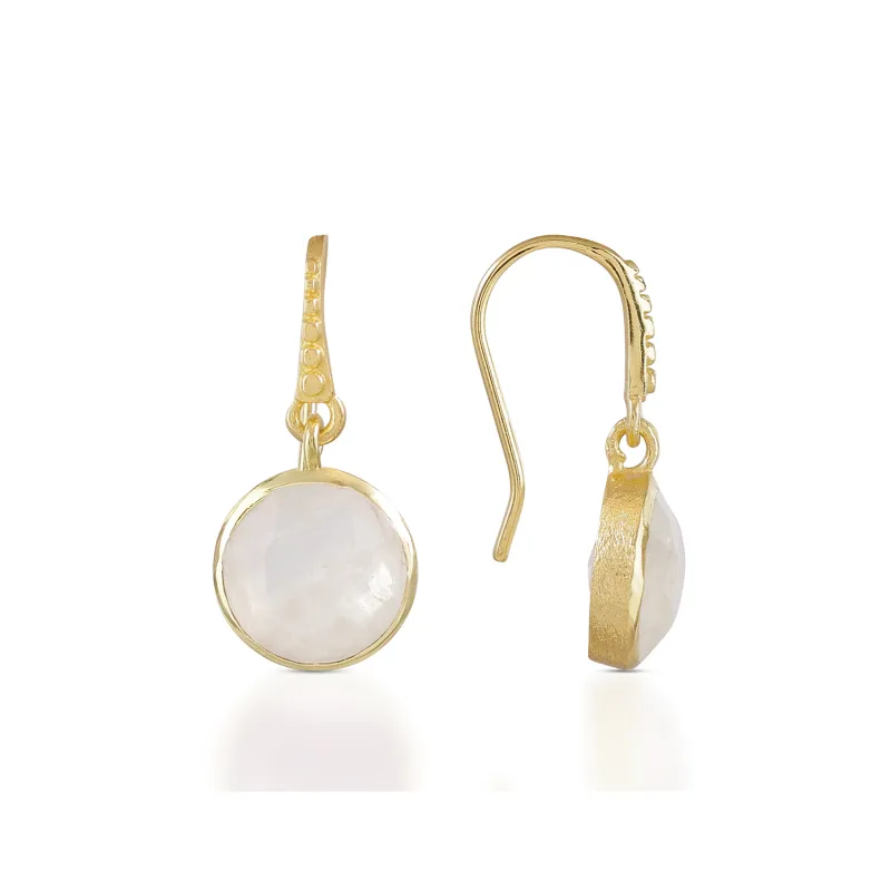 Charis Round Gemstone Earrings Moonstone sold by Azuni London