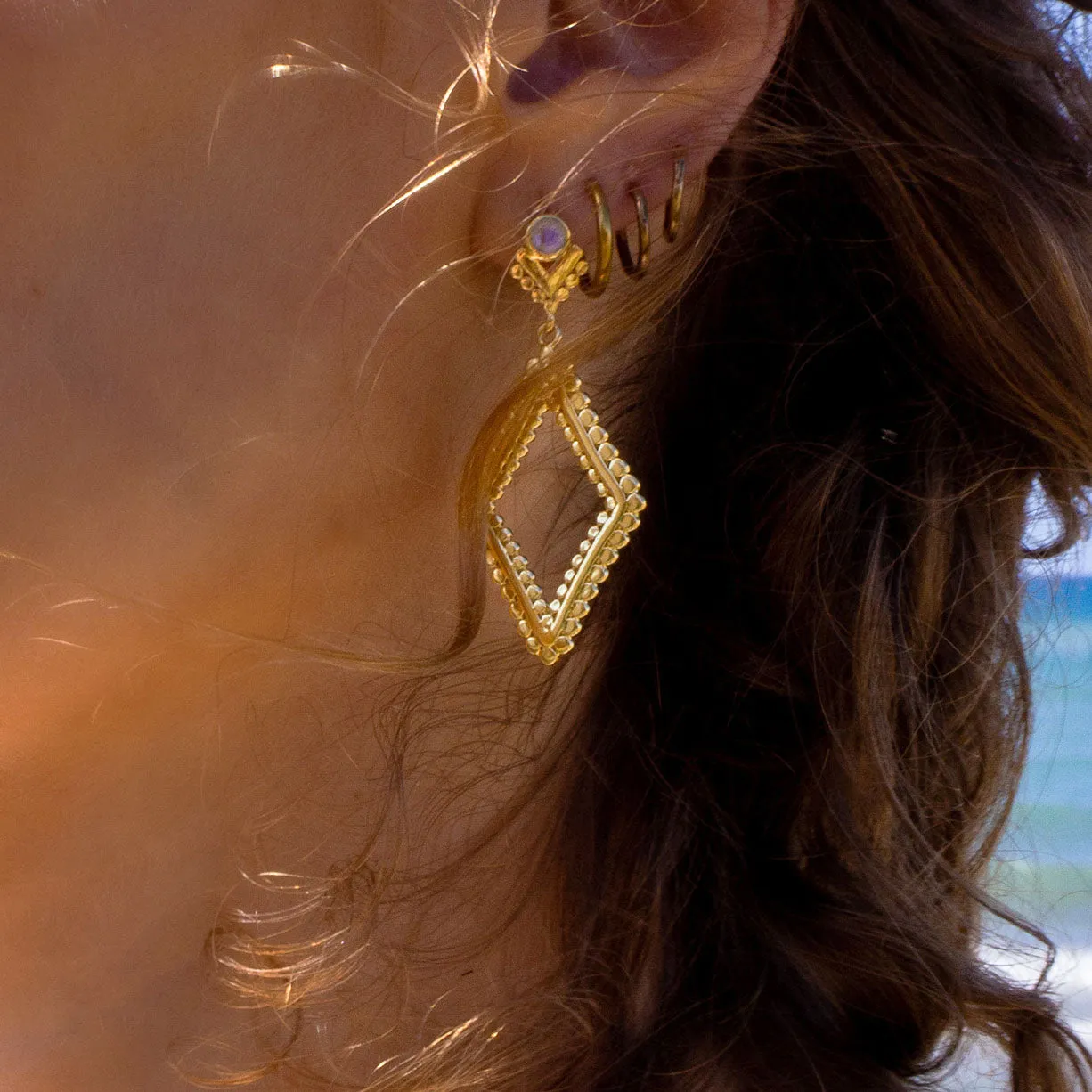 Etrusca Diamond Hoop Stud Earrings: Black Onyx sold by Azuni London product image thumbnail 3