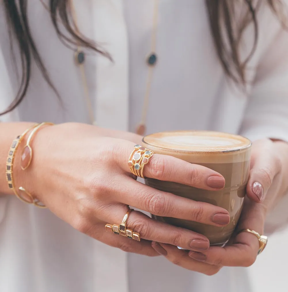 Iona Entwined Ring: Green Onyx, Amethyst, Moonstone & Labradorite sold by Azuni London product image thumbnail 3