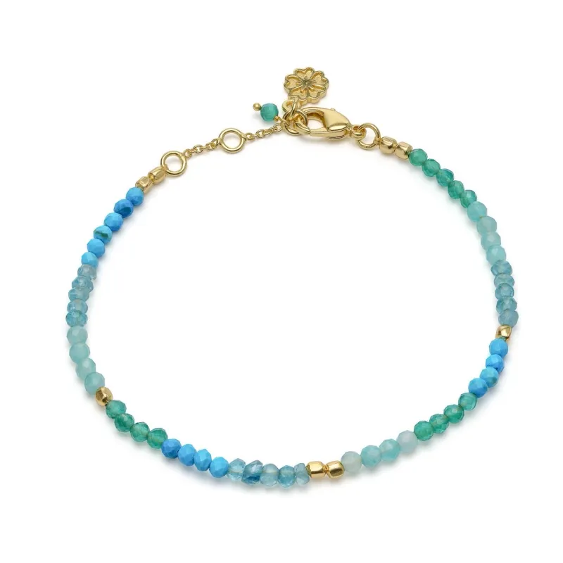 Milos Mixed Gemstone Beaded Bracelet Amazonite, Copper Turquoise & Green Jade sold by Azuni London