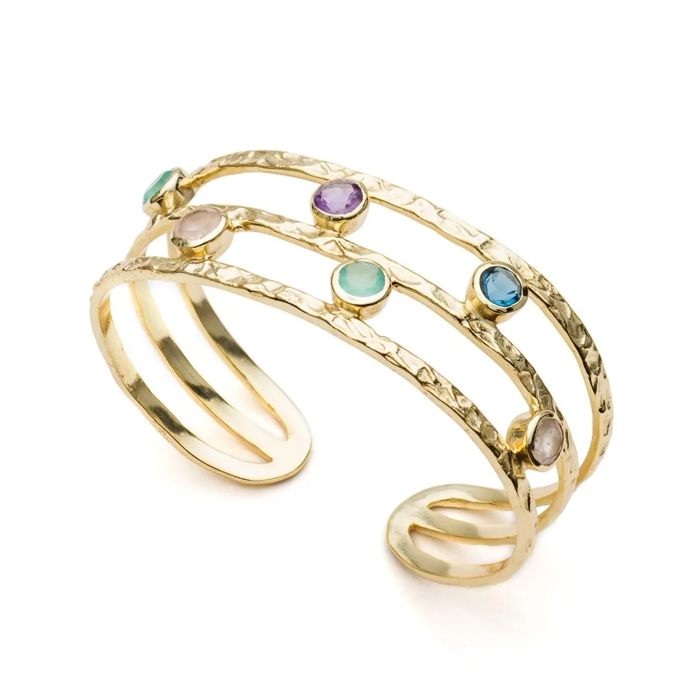 Thalia Gemstone Bangle with Rose Quartz, Amethyst, Iolite & Pariba Onyx sold by Azuni London product image thumbnail 3