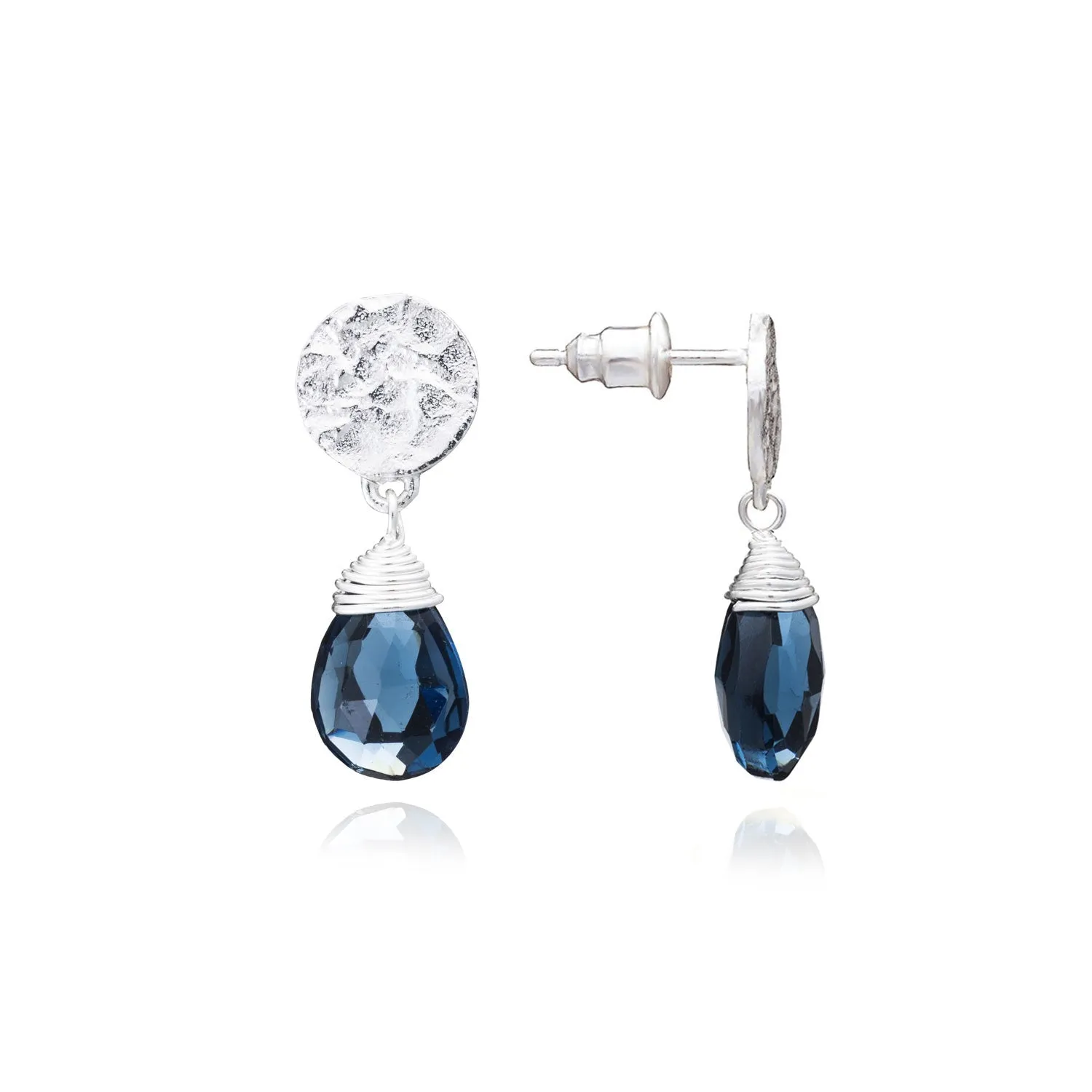 Classic Athena Drop Earrings: Silver Iolite sold by Azuni London