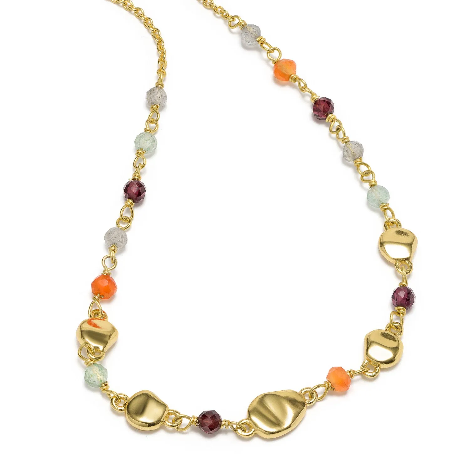 Sofia Nugget Necklace Labradorite, Carnelian, Green Aventurine & Garnet sold by Azuni London product image thumbnail 2