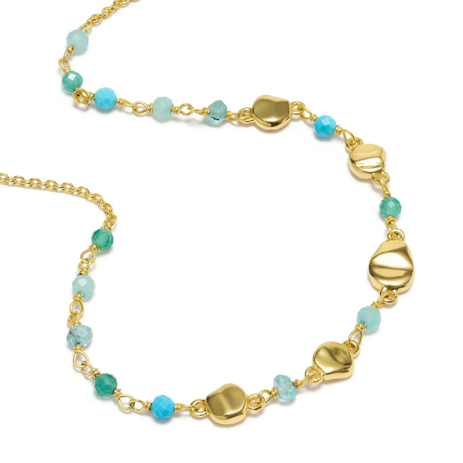 Sofia Nugget Necklace Amazonite, Apatite, Turquoise & Green White Jade sold by Azuni London product image thumbnail 2