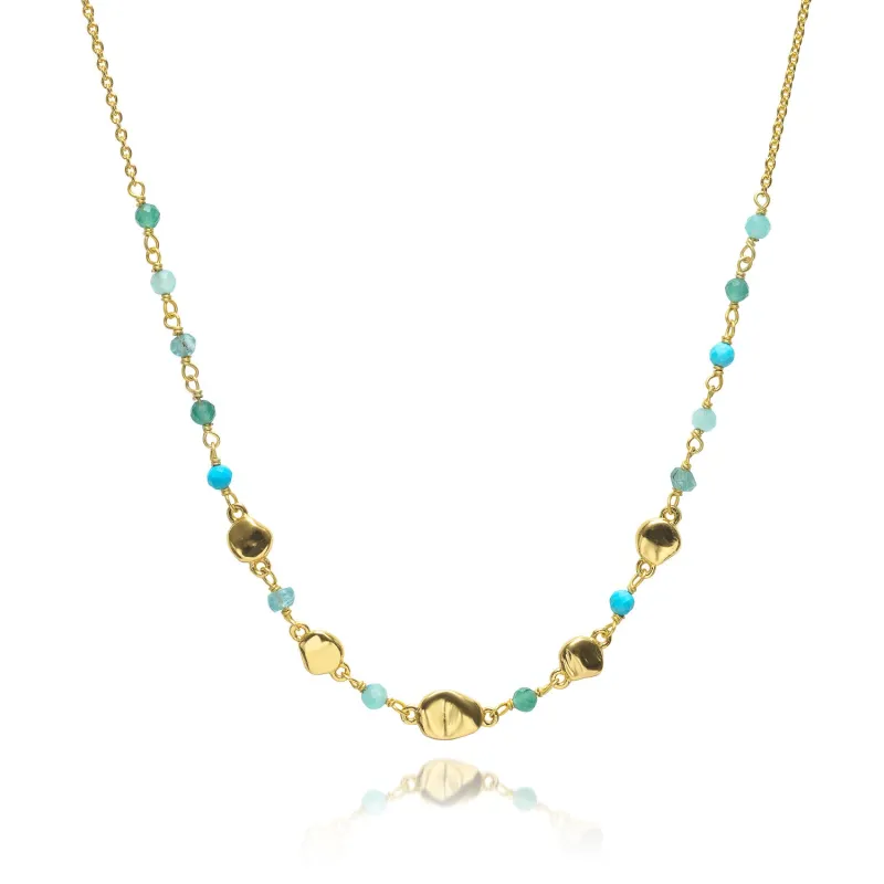 Sofia Nugget Necklace Amazonite, Apatite, Turquoise & Green White Jade sold by Azuni London