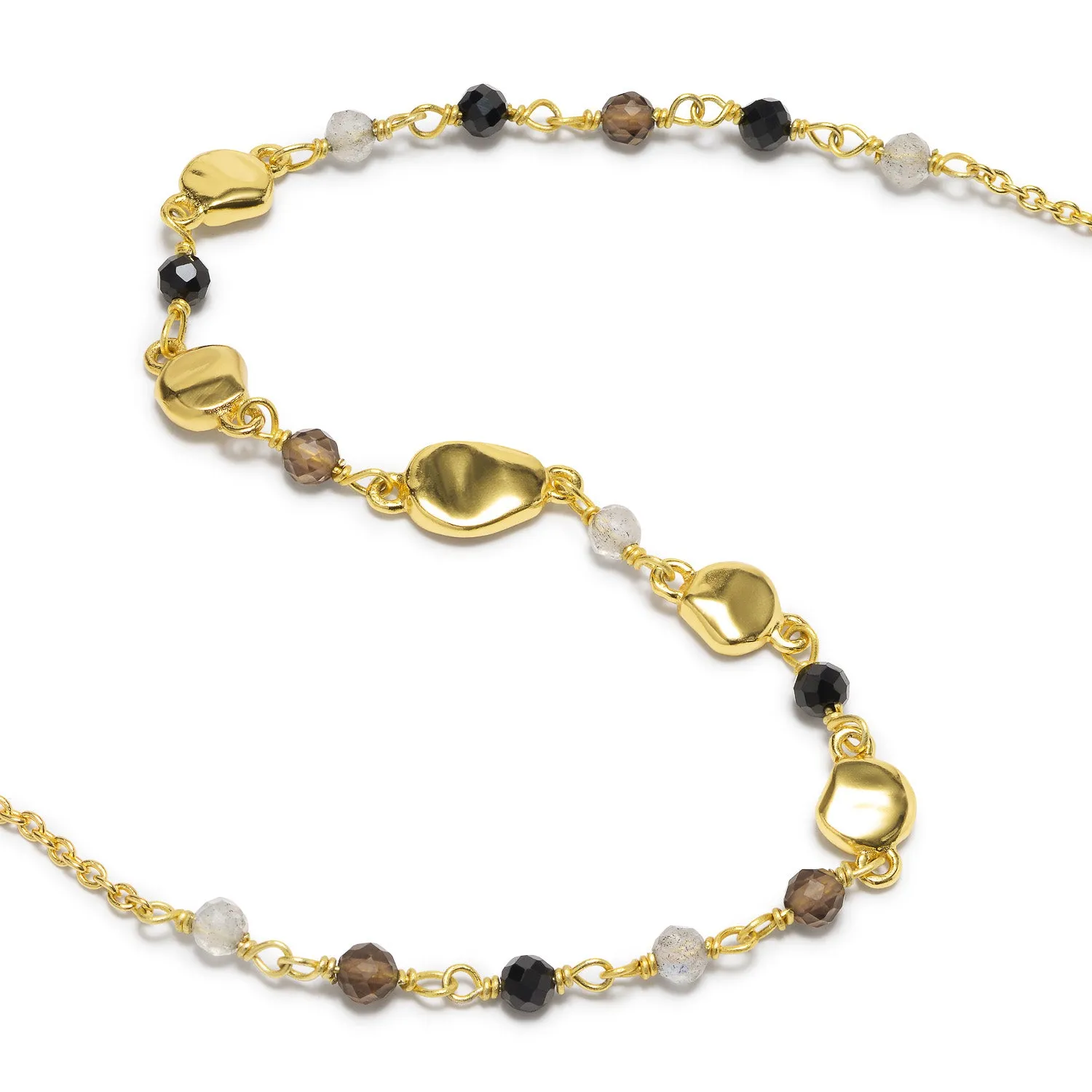 Sofia Nugget Necklace Black Onyx, Smoky Quartz & Labradorite sold by Azuni London product image thumbnail 2