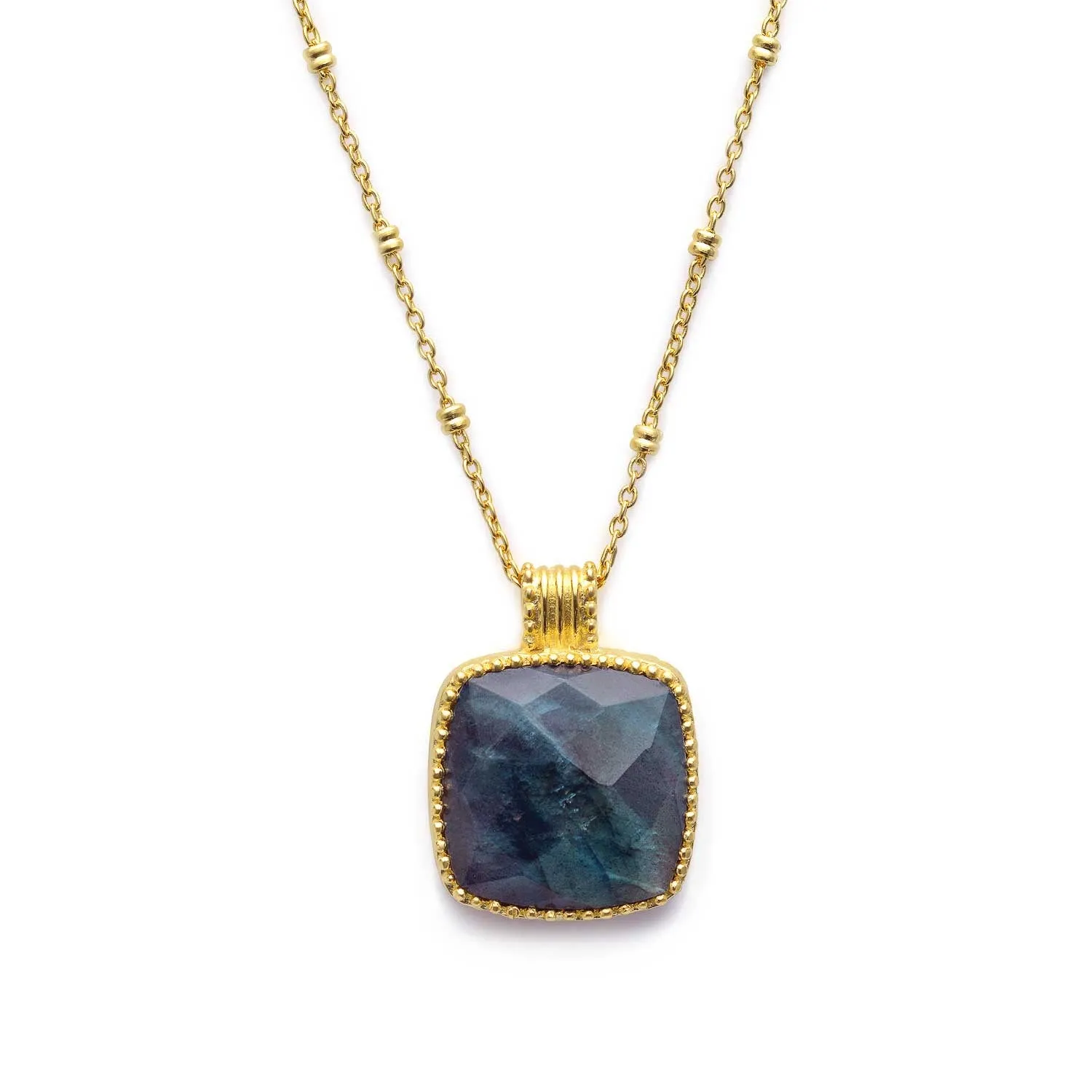 Tetra Large Square Gemstone Pendant Labradorite sold by Azuni London