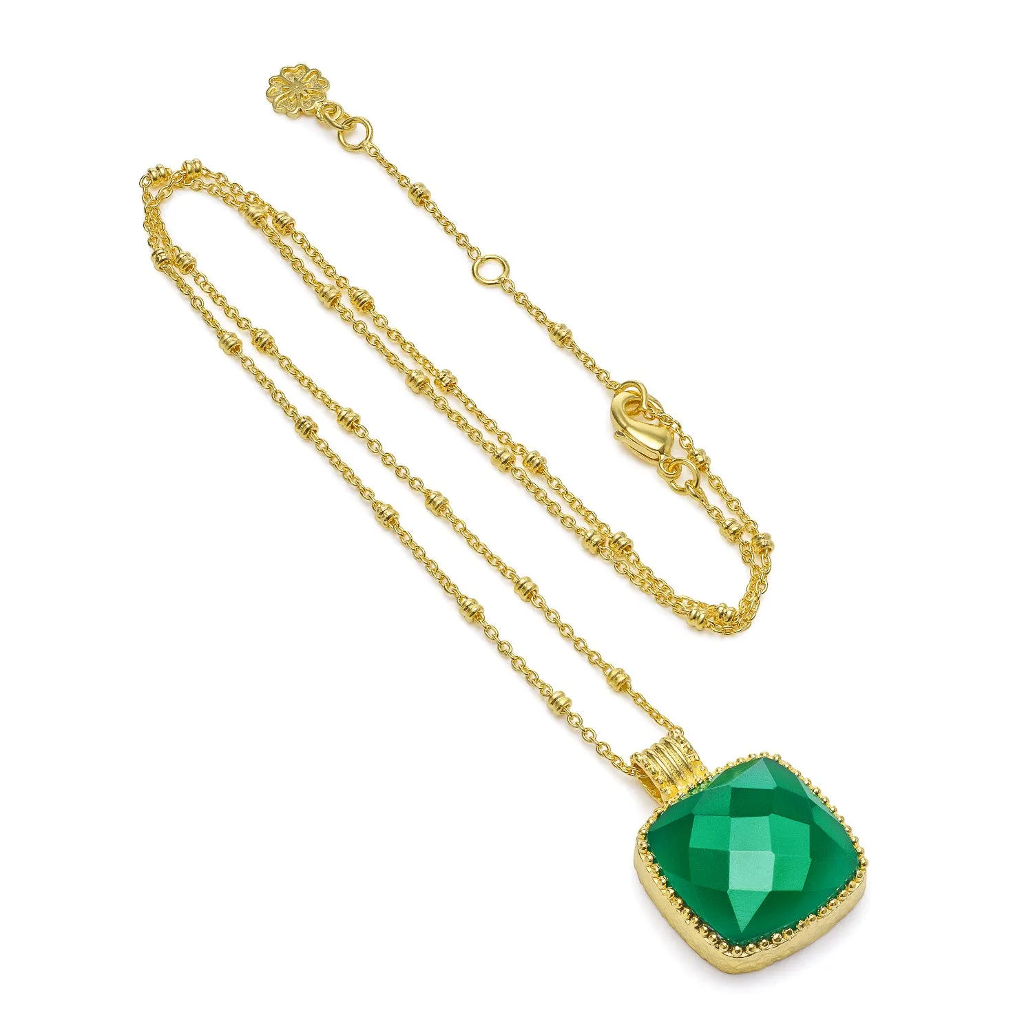 Tetra Large Square Gemstone Pendant Green Onyx sold by Azuni London product image thumbnail 3