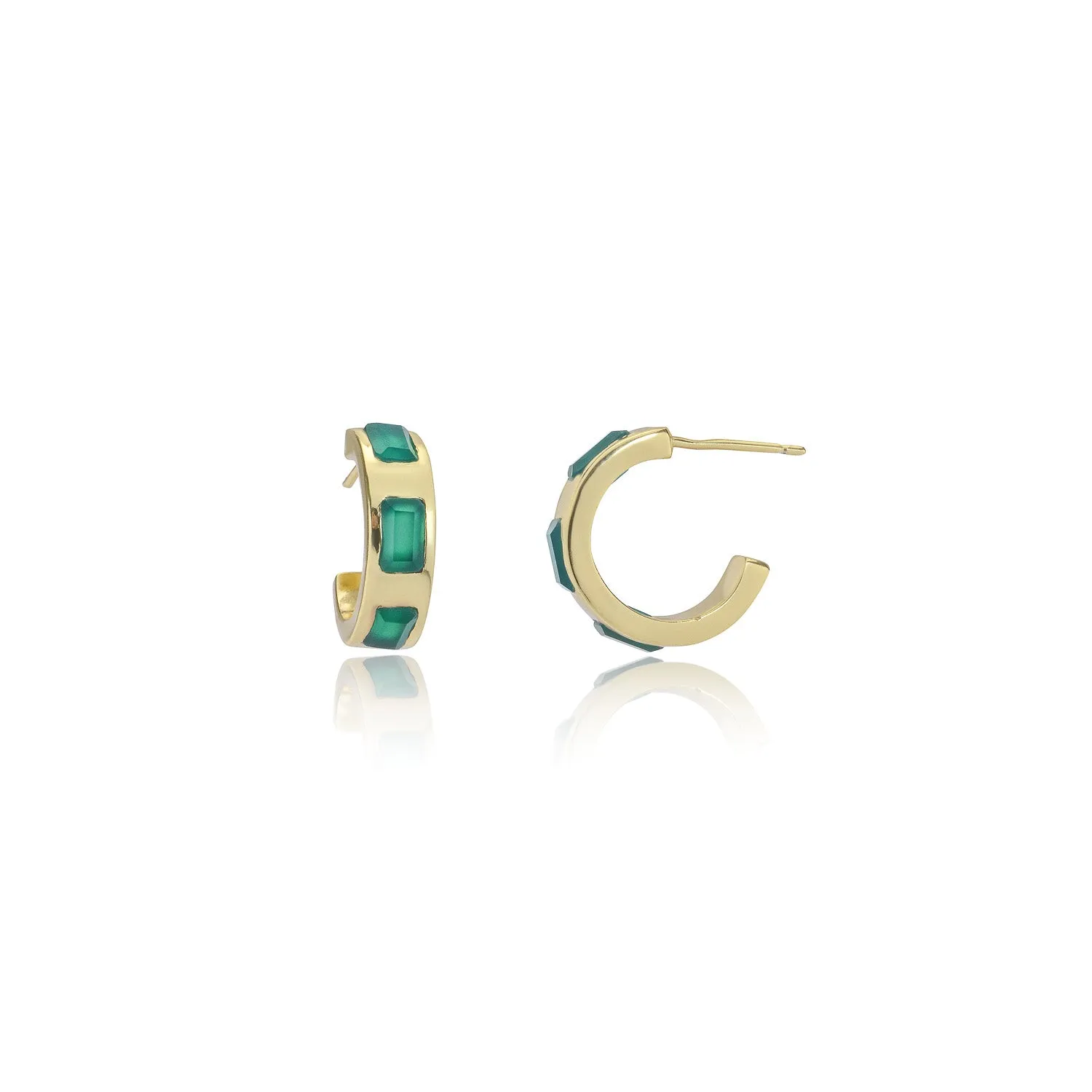 Cora Chunky Huggie Hoops Green Onyx sold by Azuni London