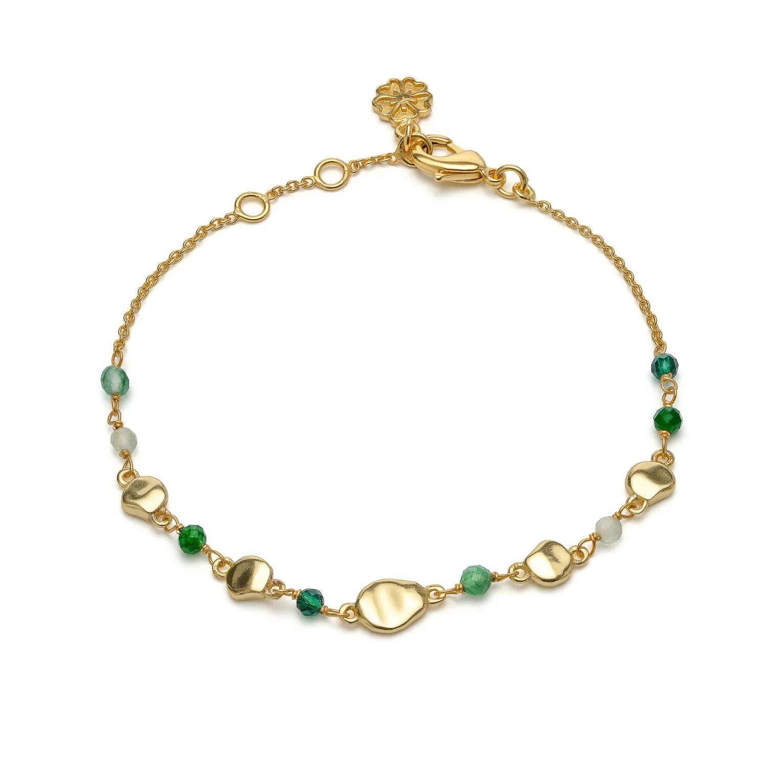Sofia Nugget Bracelet Green Hydro, Green Jade, Prehnite & Green Aventurine sold by Azuni London