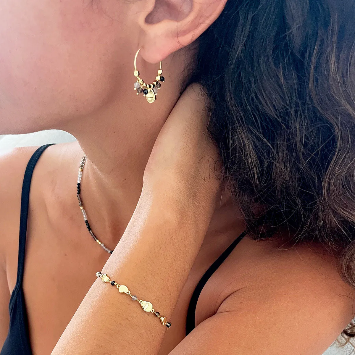 Sofia Nugget Bracelet Green Hydro, Green Jade, Prehnite & Green Aventurine sold by Azuni London product image thumbnail 2