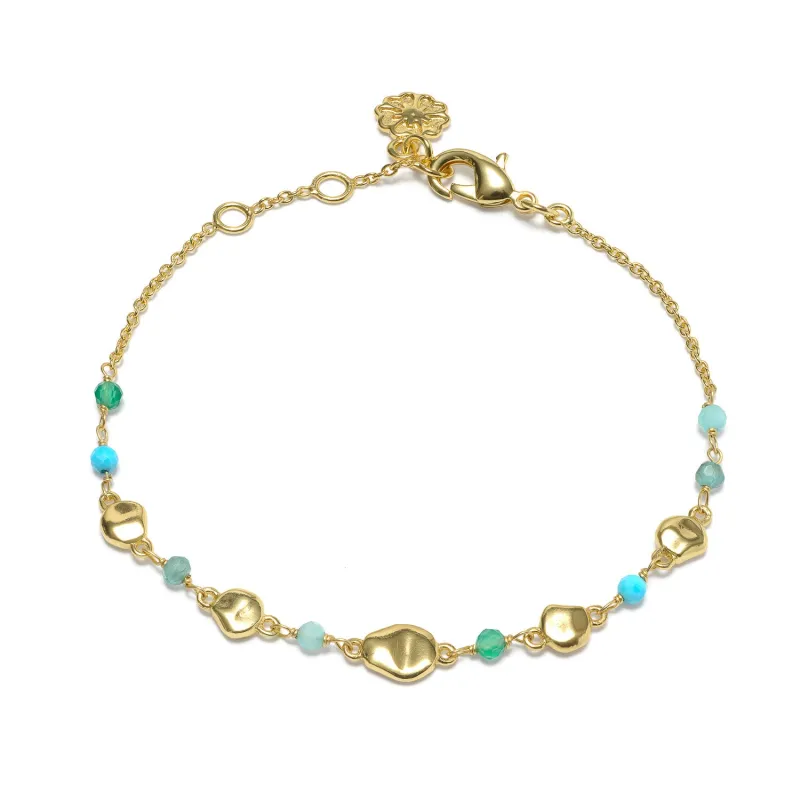 Sofia Nugget Bracelet Amazonite, Apatite, Turquoise & Green White Jade sold by Azuni London