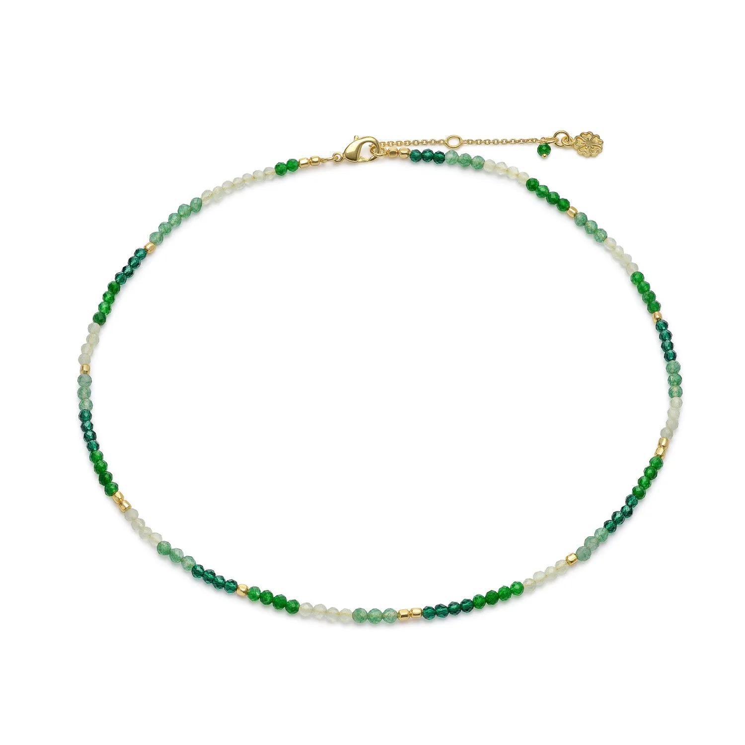 Milos Mixed Gemstone Beaded Necklace Prehnite, Moss Agate & Green Aventurine sold by Azuni London product image thumbnail 3