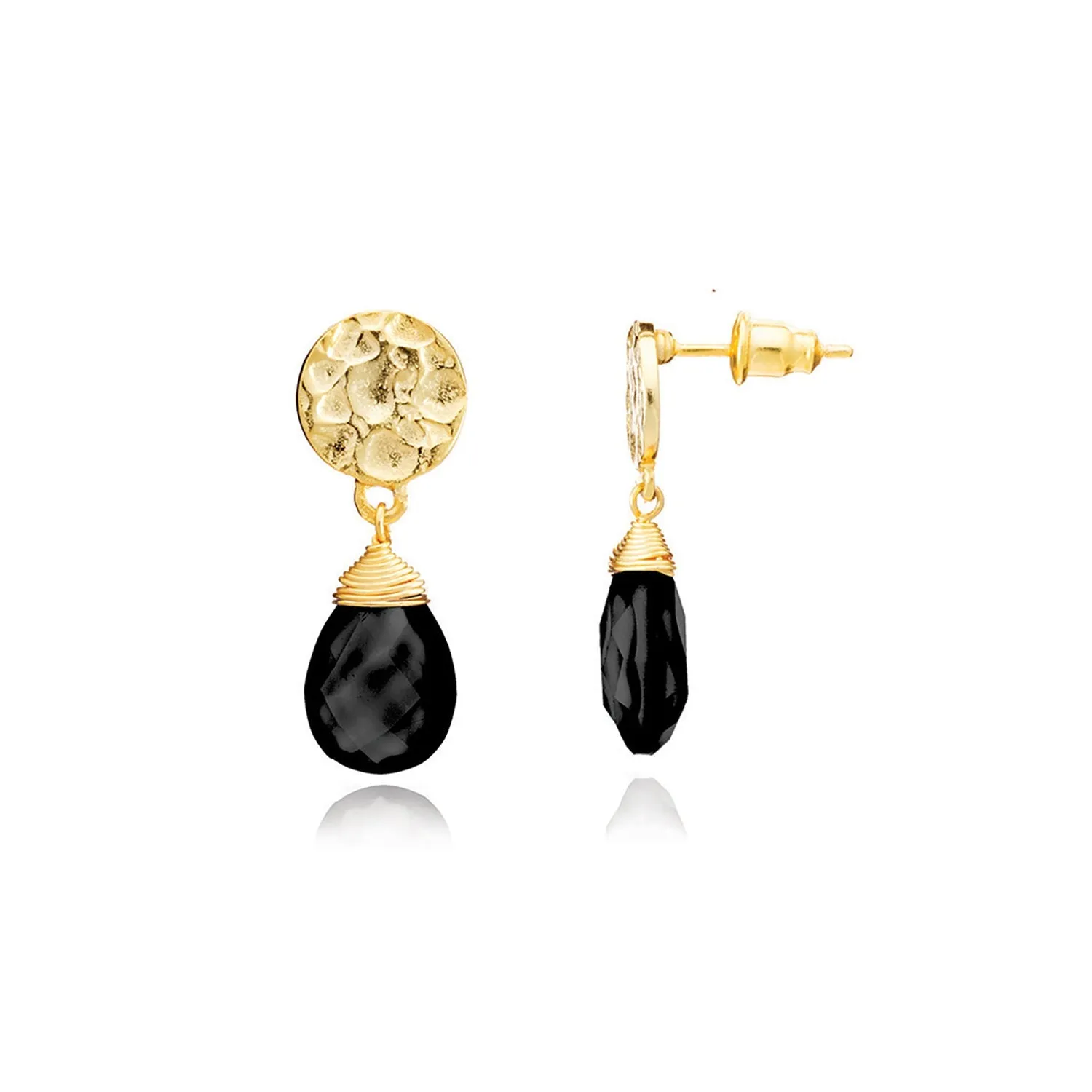 Classic Athena Drop Earrings: Black Onyx sold by Azuni London