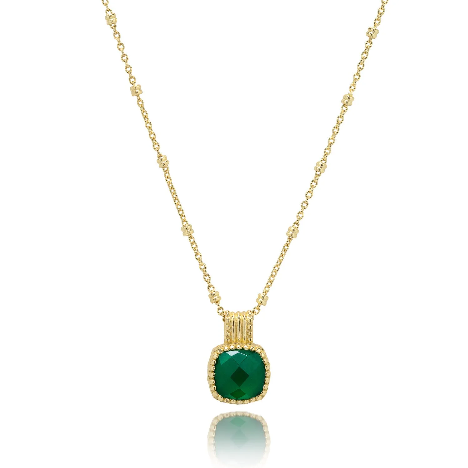 Tetra Square Gemstone Pendant: Green Onyx sold by Azuni London