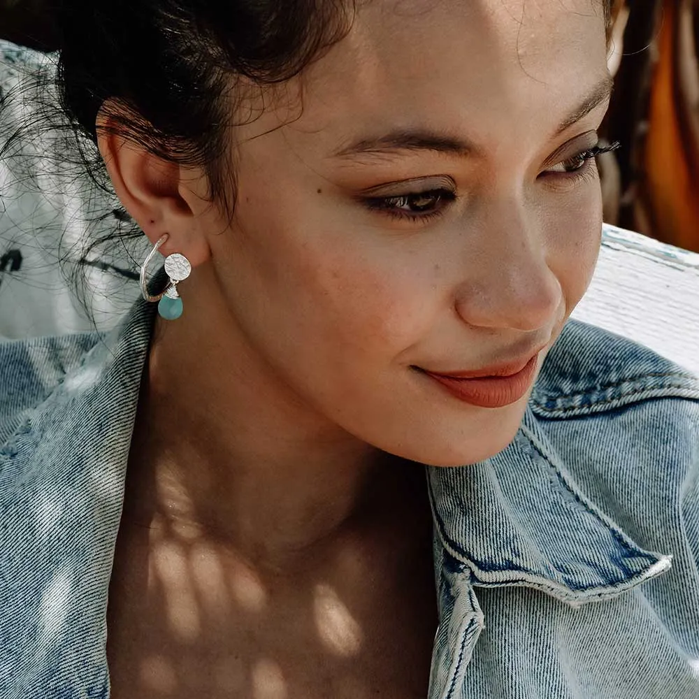 Classic Athena Drop Earrings: Silver Labradorite sold by Azuni London product image thumbnail 4