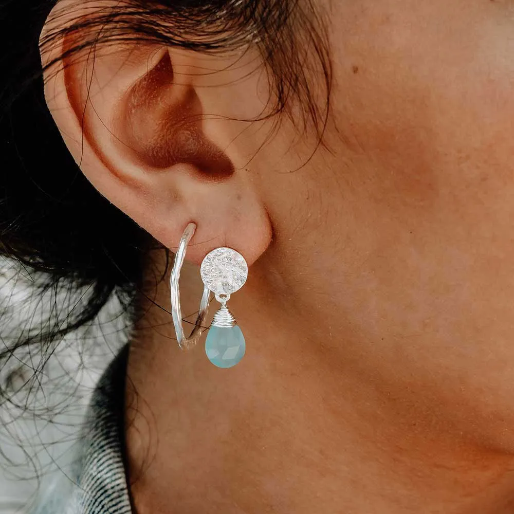 Classic Athena Drop Earrings: Silver Aqua Pariba Onyx sold by Azuni London product image thumbnail 2