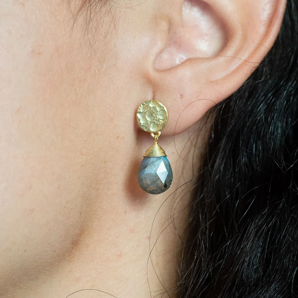 Classic Athena Drop Earrings: Labradorite sold by Azuni London product image thumbnail 2